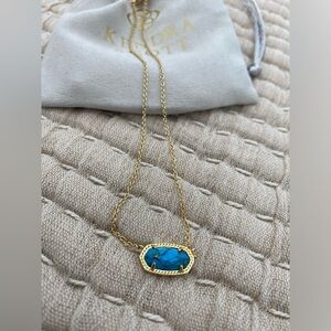 Kendra Scott Elisa Necklace in Variegated Turquoise with Gold Chain